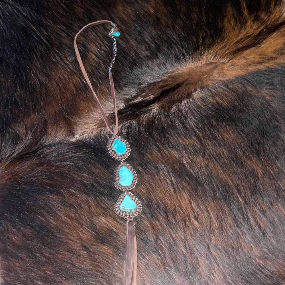 Turquoise and Brown Beaded Western Necklace